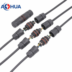 澳华AHUA三通螺丝压接快速防水连接器电源接线端子插件公母接插头